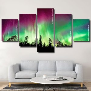 Aurora Borealis Trees Silhouette Panels paint by numbers