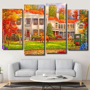 Autumn Countryside House Panels paint by numbers