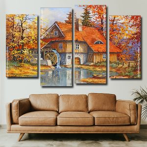 Autumn Lake House panels paint by numbers