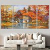 Autumn Lake House panels paint by numbers