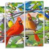 Birds On Tree Panels Paint by numbers