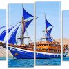 Blue Sail Ship Panels paint by numbers