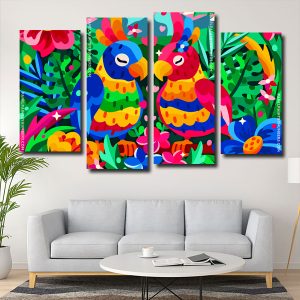 Colorful Birds In Love Panels paint by numbers