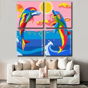 Colorful Dolphins panels paint by numbers