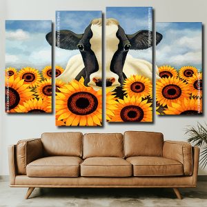 Cow With Sunflowers Panels Paint by numbers