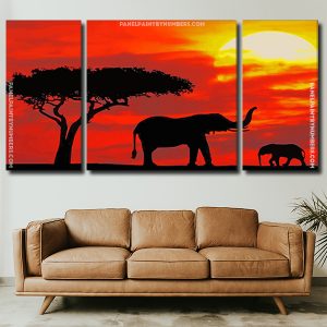 Elephants silhouette panles paint by numbers