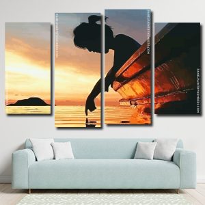 Girl On Boat Silhouette Panels paint by numbers