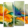 Hummingbird And Yellow Flower Panels paint by numbers