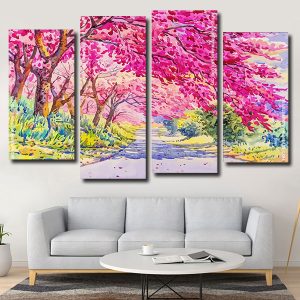 Spring Pink Tree panels paint by numbers