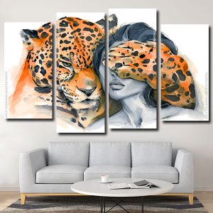 Woman And Tiger panels paint by numbers