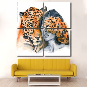 Woman and Tiger panels paint by numbers