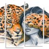 Woman And Tiger panels paint by numbers