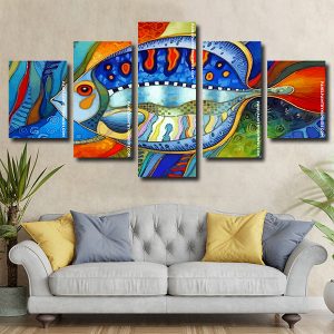 Abstract Fish Art Panels paint by numbers