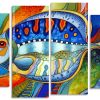 Abstract Fish Art Panels paint by numbers