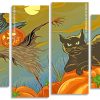 Black Cat On Pumpkin Panels Paint by numbers