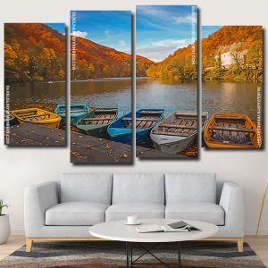 Boats in Lake panels paint by