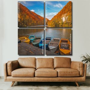 Boats in Lake panels paint by numbers