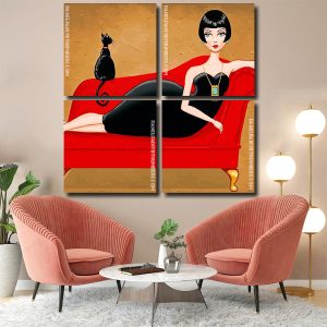 Classy Lady And Cat Panels paint by numbers