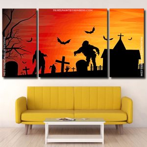 Dead Zombies Silhouette panels paint by numbers