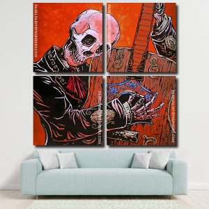 Guitarist Skeleton panels paint by numbers