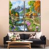 Mountain Waterfall Beautiful Valley panel paint by numbers