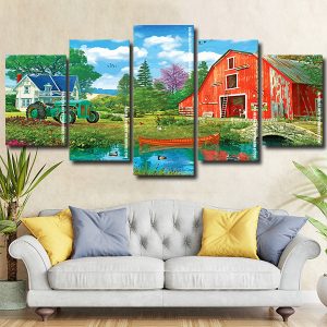 Red Barn Lakeside Panels paint by numbers