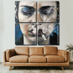 Sad Woman Smoking panels paint by numbers