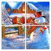 Snowman And Birds panels paint by numbers