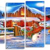 Snowman And Birds panels paint by numbers