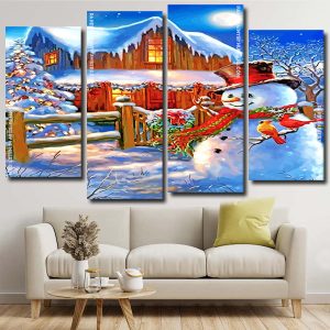 Snowman And Birds panels paint by numbers