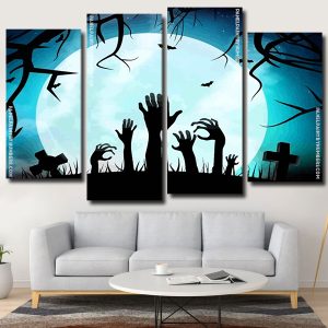 Zombie Hands Graveyard Silhouette Panels paint by numbers