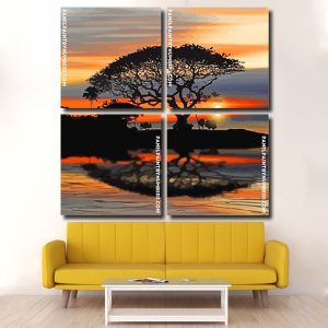 Beautiful Sunset Tree Lake panels paint by numbers