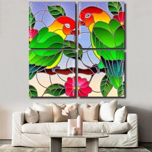 Love Birds Stained Glass panel paint by numbers