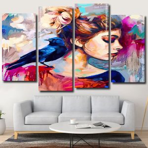 Woman And Bird panels paint by numbers