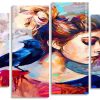 Woman And Bird panels paint by numbers