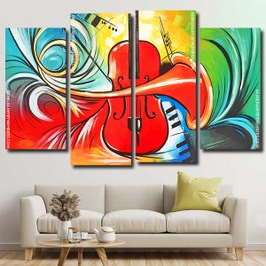 Abstract violin panels paint by numbers