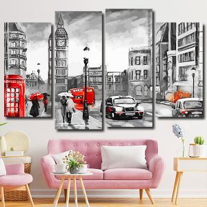 Black And White London City Panels paint by numbers