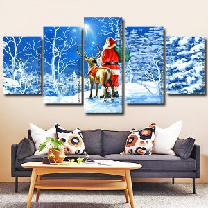 Christmas Santa Claus And Deer Panels paint by numbers