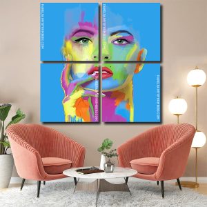 Colorful Woman Face panels paint by numbers