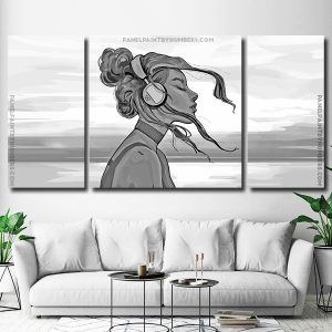 Girl Listening to Music Panel paint by numbers