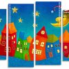 Night Cartoon Buildings Panels paint by numbers