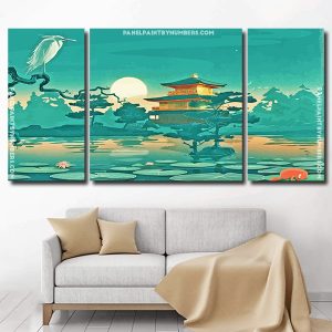 Peaceful Asian Landscape panels paint by numbers