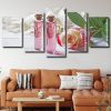 Pink Rose And Glass Bottles Panels paint by numbers