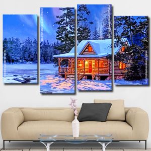 Snow Winter Cottage panel paint by numbers