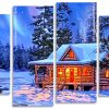 Snow Winter Cottage panels paint by numbers