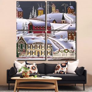 Snow Winter Town Panels paint by numbers