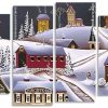 Snow Winter Town Panels paint by numbers