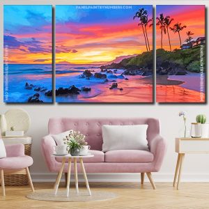 Sunset South Maui Island panels paint by numbers