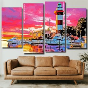 Hilton Head Harbour Town Lighthouse Panel paint by numbers