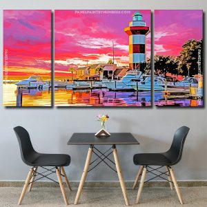 Hilton Head Harbour Town Lighthouse Panels paint by numbers